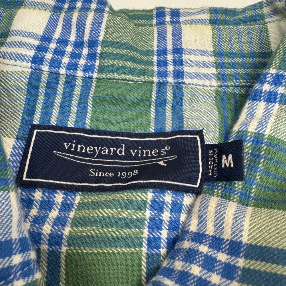 Vineyard Vines Shirt Mens Medium Green Plaid Button Up Preppy Coastal - Picture 4 of 10